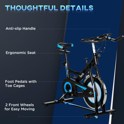 Indoor Cycling Exercise Bike with 8kg Flywheel and Adjustable Resistance - Black