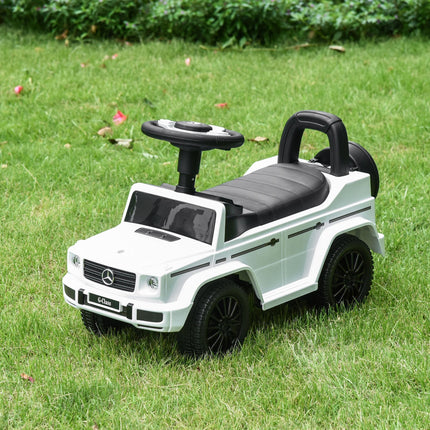 Aosom Mercedes-Benz G350 Baby Push Handle Sliding Car with Horn & Under-Seat Storage - White