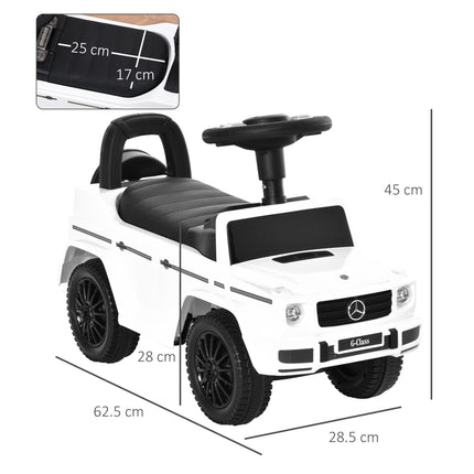 Aosom Mercedes-Benz G350 Baby Push Handle Sliding Car with Horn & Under-Seat Storage - White