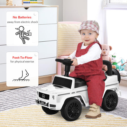 Aosom Mercedes-Benz G350 Baby Push Handle Sliding Car with Horn & Under-Seat Storage - White