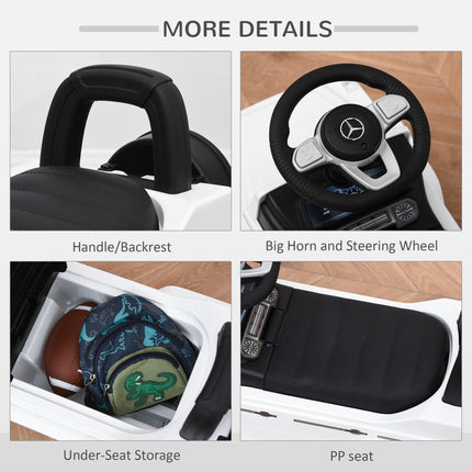 Aosom Mercedes-Benz G350 Baby Push Handle Sliding Car with Horn & Under-Seat Storage - White