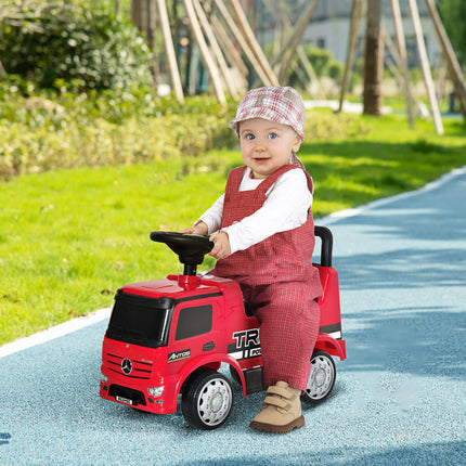 3-in-1 Licensed Mercedes-Benz Ride On Car Stroller with Storage & Steering Wheel for Toddlers 12-36 Months - Red