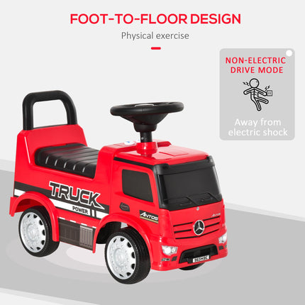 3-in-1 Licensed Mercedes-Benz Ride On Car Stroller with Storage & Steering Wheel for Toddlers 12-36 Months - Red
