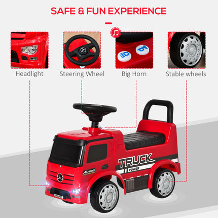 3-in-1 Licensed Mercedes-Benz Ride On Car Stroller with Storage & Steering Wheel for Toddlers 12-36 Months - Red