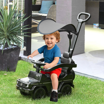 Mercedes-Benz G350 Ride-On Push Along Car with Steering Wheel Sliding Walker Stroller - Black