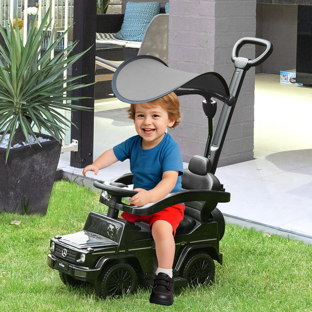 Mercedes-Benz G350 Ride-On Push Along Car with Steering Wheel Sliding Walker Stroller - Black