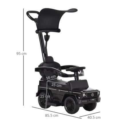 Mercedes-Benz G350 Ride-On Push Along Car with Steering Wheel Sliding Walker Stroller - Black