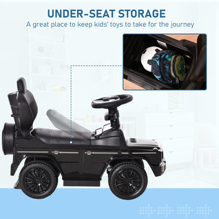 Mercedes-Benz G350 Ride-On Push Along Car with Steering Wheel Sliding Walker Stroller - Black