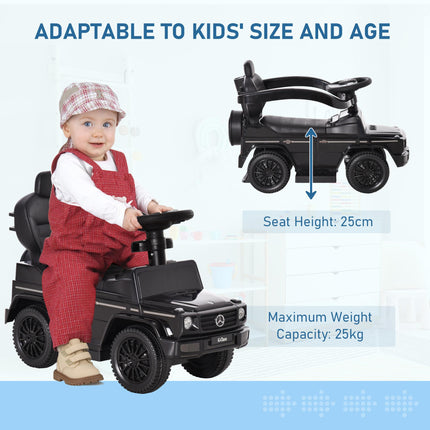 Mercedes-Benz G350 Ride-On Push Along Car with Steering Wheel Sliding Walker Stroller - Black
