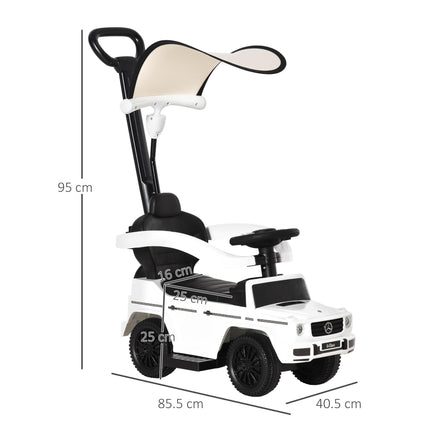 Mercedes-Benz G350 Ride-On Push Along Sliding Walker Toddler Car with Horn Steering Wheel - White