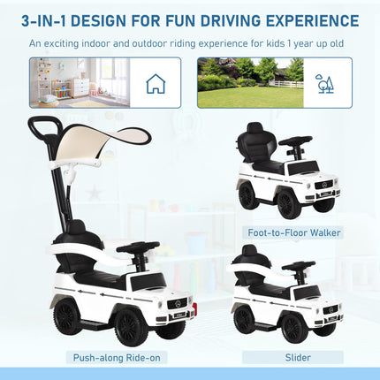 Mercedes-Benz G350 Ride-On Push Along Sliding Walker Toddler Car with Horn Steering Wheel - White