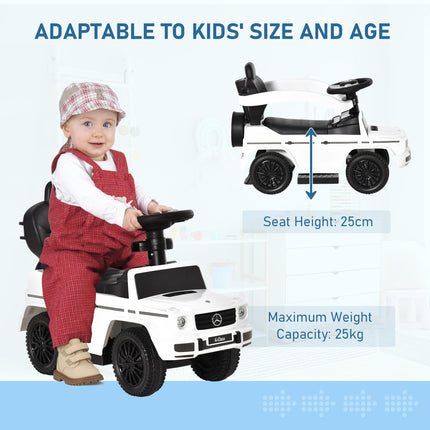Mercedes-Benz G350 Ride-On Push Along Sliding Walker Toddler Car with Horn Steering Wheel - White