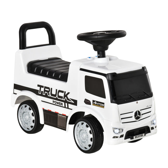 Licensed Mercedes-Benz 3-in-1 Ride On Truck Stroller with Storage & Horn for Toddlers 12-36 Months - White