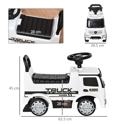 Licensed Mercedes-Benz 3-in-1 Ride On Truck Stroller with Storage & Horn for Toddlers 12-36 Months - White