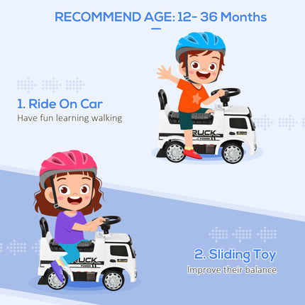 Licensed Mercedes-Benz 3-in-1 Ride On Truck Stroller with Storage & Horn for Toddlers 12-36 Months - White