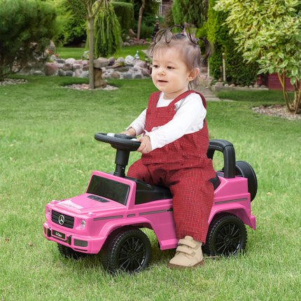 Aosom Mercedes-Benz G350 Licensed Baby Push Handle Sliding Car with Horn & Under-Seat Storage - Pink