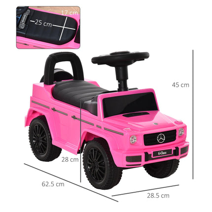 Aosom Mercedes-Benz G350 Licensed Baby Push Handle Sliding Car with Horn & Under-Seat Storage - Pink