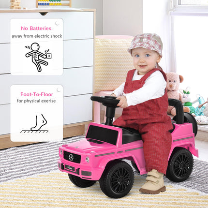Aosom Mercedes-Benz G350 Licensed Baby Push Handle Sliding Car with Horn & Under-Seat Storage - Pink