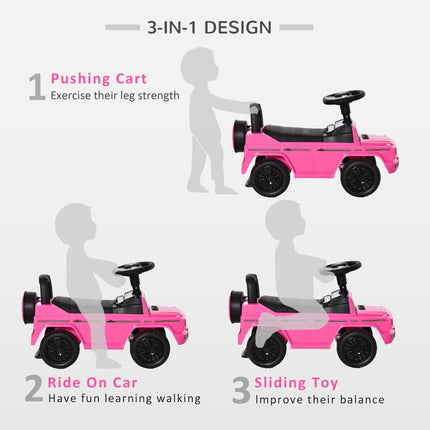 Aosom Mercedes-Benz G350 Licensed Baby Push Handle Sliding Car with Horn & Under-Seat Storage - Pink