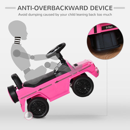 Aosom Mercedes-Benz G350 Licensed Baby Push Handle Sliding Car with Horn & Under-Seat Storage - Pink