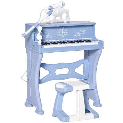 37 Keys Mini Electronic Keyboard with Stool & Microphone Educational Kids Piano Toy Set - Blue