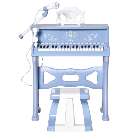 37 Keys Mini Electronic Keyboard with Stool & Microphone Educational Kids Piano Toy Set - Blue