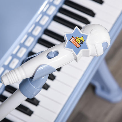 37 Keys Mini Electronic Keyboard with Stool & Microphone Educational Kids Piano Toy Set - Blue