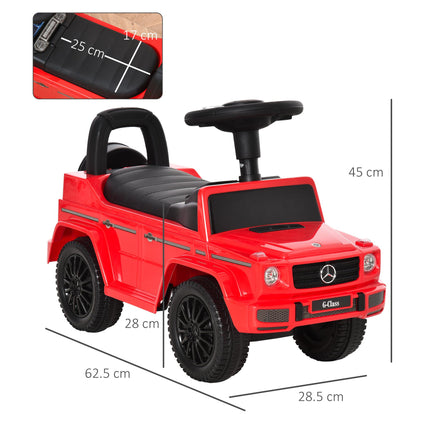 Aosom Mercedes-Benz G350 Toddler Push Handle Sliding Car with Big Steering Wheel & Anti-Overturning System - Red