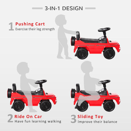 Aosom Mercedes-Benz G350 Toddler Push Handle Sliding Car with Big Steering Wheel & Anti-Overturning System - Red