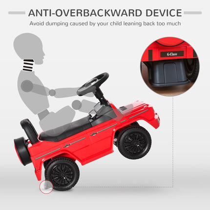 Aosom Mercedes-Benz G350 Toddler Push Handle Sliding Car with Big Steering Wheel & Anti-Overturning System - Red