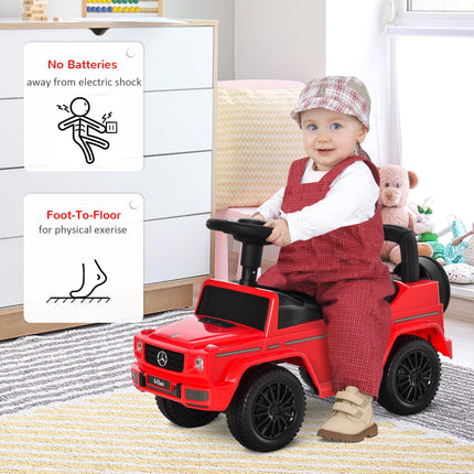 Aosom Mercedes-Benz G350 Toddler Push Handle Sliding Car with Big Steering Wheel & Anti-Overturning System - Red
