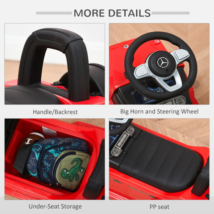 Aosom Mercedes-Benz G350 Toddler Push Handle Sliding Car with Big Steering Wheel & Anti-Overturning System - Red
