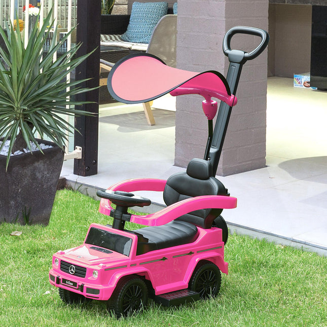 Mercedes-Benz G350 Ride-On Push Along Sliding Walker with Steering Wheel for Toddlers - Pink