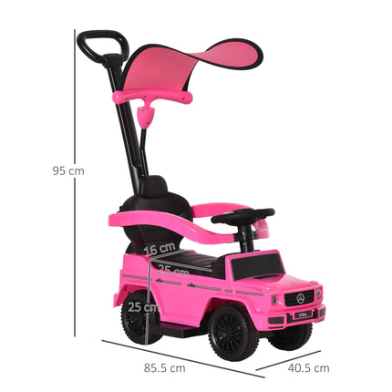 Mercedes-Benz G350 Ride-On Push Along Sliding Walker with Steering Wheel for Toddlers - Pink