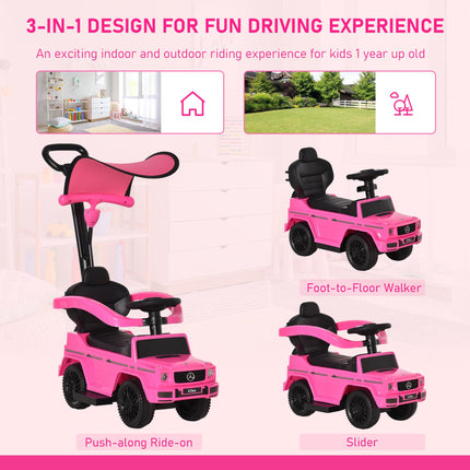 Mercedes-Benz G350 Ride-On Push Along Sliding Walker with Steering Wheel for Toddlers - Pink