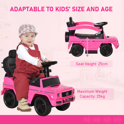 Mercedes-Benz G350 Ride-On Push Along Sliding Walker with Steering Wheel for Toddlers - Pink