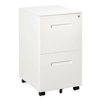 Mobile Vertical File Cabinet with Adjustable Partition for A4 & Letter Size - White