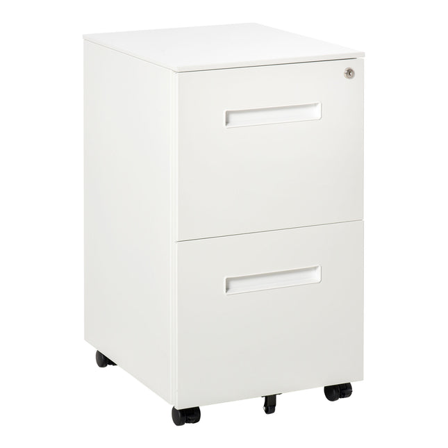 Mobile Vertical File Cabinet with Adjustable Partition for A4 & Letter Size - White