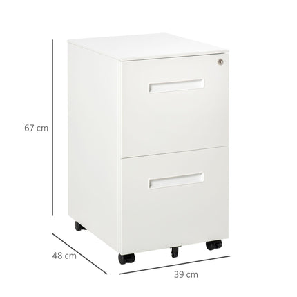Mobile Vertical File Cabinet with Adjustable Partition for A4 & Letter Size - White
