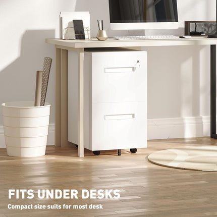 Mobile Vertical File Cabinet with Adjustable Partition for A4 & Letter Size - White