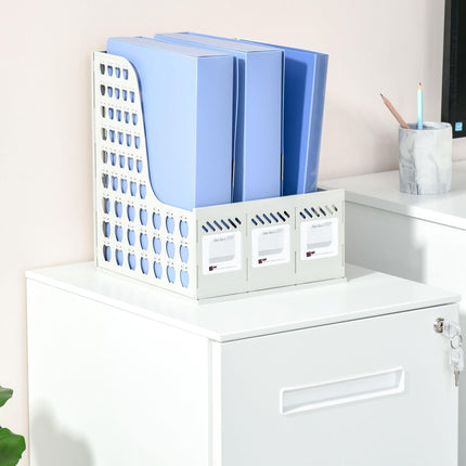 Mobile Vertical File Cabinet with Adjustable Partition for A4 & Letter Size - White