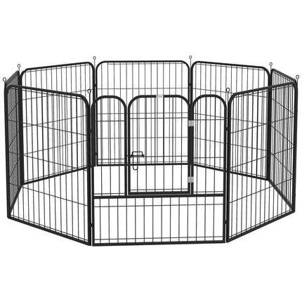 Heavy Duty 8 Panel Foldable Dog & Pet Playpen 80x80 cm - Black