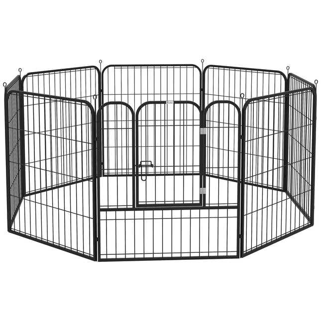 Heavy Duty 8 Panel Foldable Dog & Pet Playpen 80x80 cm - Black