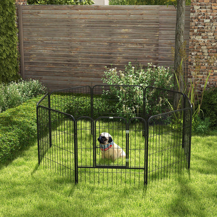 Heavy Duty 8 Panel Foldable Dog & Pet Playpen 80x80 cm - Black