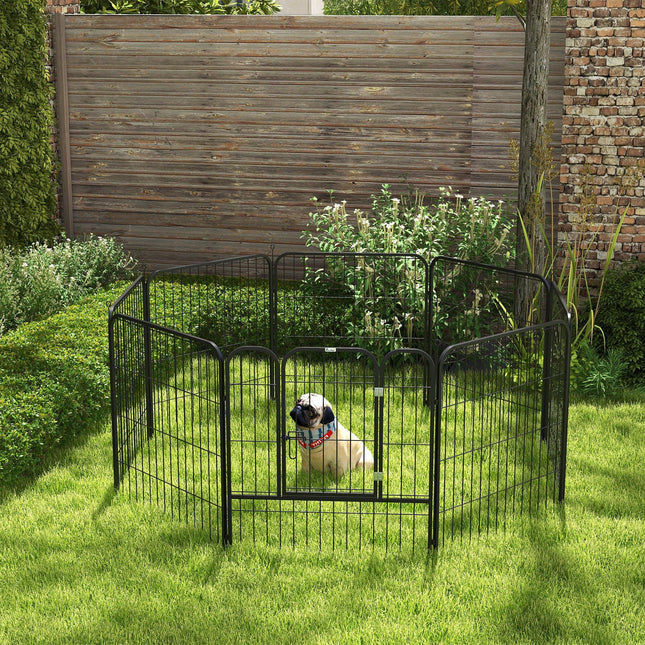 Heavy Duty 8 Panel Foldable Dog & Pet Playpen 80x80 cm - Black