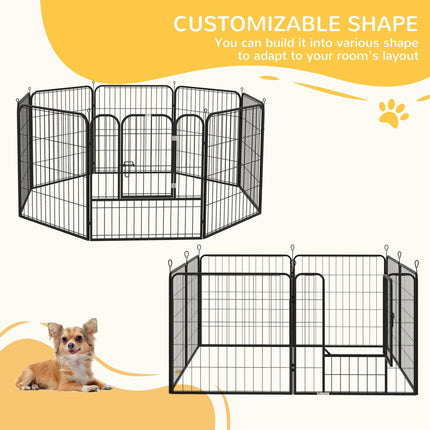 Heavy Duty 8 Panel Foldable Dog & Pet Playpen 80x80 cm - Black