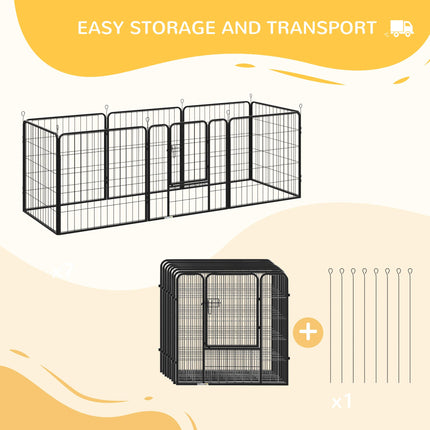 Heavy Duty 8 Panel Foldable Dog & Pet Playpen 80x80 cm - Black