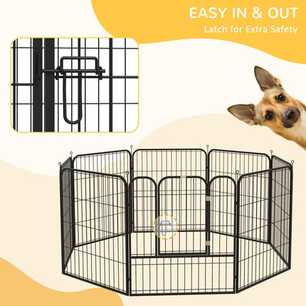Heavy Duty 8 Panel Foldable Dog & Pet Playpen 80x80 cm - Black