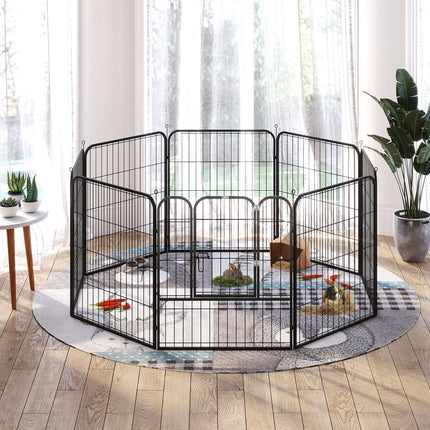 Heavy Duty 8 Panel Foldable Dog & Pet Playpen 80x80 cm - Black