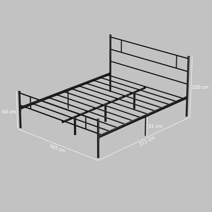 King Metal Bed Frame with Underbed Storage 31cm Clearance - Black